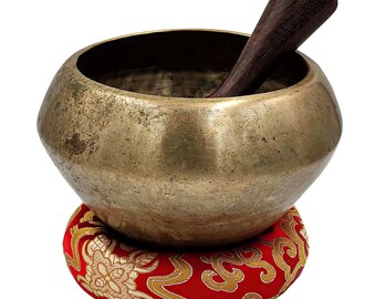 Handmade Tibetan Singing Bowl Spiritual Yoga Gift Nepal Decor Vibration Therapy Prayer Gulpa Bowl (6")