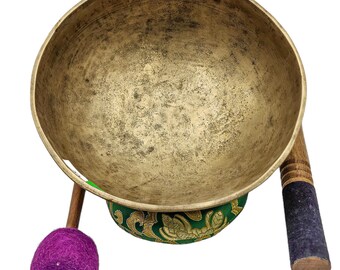 Tibetan Hand Beaten Singing Bowl Hammered Antiqued Meditation Yoga Bowl Therapy Sound Altar Decor (8")