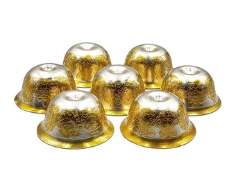 Copper Tibetan Offering Bowls Gold Silver Plated Altar Nepal Prayer Decor Candle Cup Bowls (2")