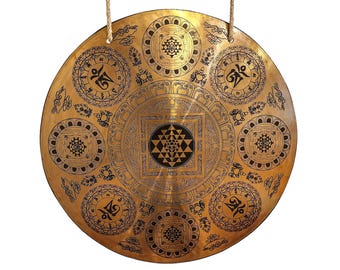 Handmade Tibetan Gong Spiritual Decor Yoga Studio Nepal Folk Sound Energy Healing Therapy (17")