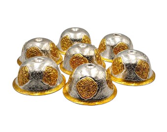 Copper Tibetan Offering Bowls Gold Silver Plated Altar Nepal Prayer Decor Candle Cup Bowls (3")