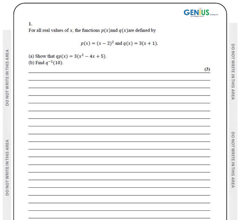 GCSE Maths Functions Revision Booklet | Exam Practice & Solutions | PDF ...