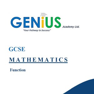 May include: The image features the Genius Academy Ltd. logo in blue, green, and yellow, with the tagline "Your Pathway to Success." Below, the text reads "GCSE MATHEMATICS Function."