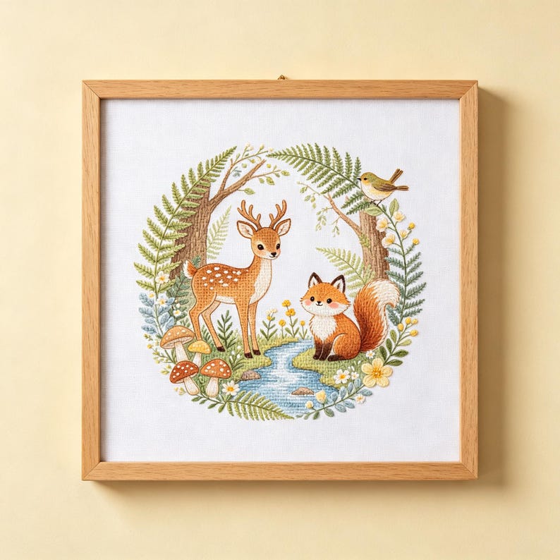 Sitting Rabbit Template Woodland Forest Animal Cross Stitch Kit, 3 Styles Beginner No Count Pre ...