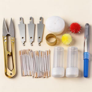 Embroidery Tool Kit | Premium Sewing Needles Scissors Thimble Full Supply Set