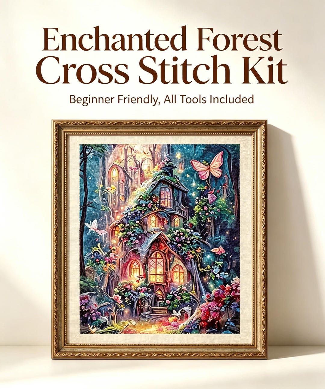 Beginner Enchanted Forest Cross Stitch Kit, Pre-printed Fairy Tale ...