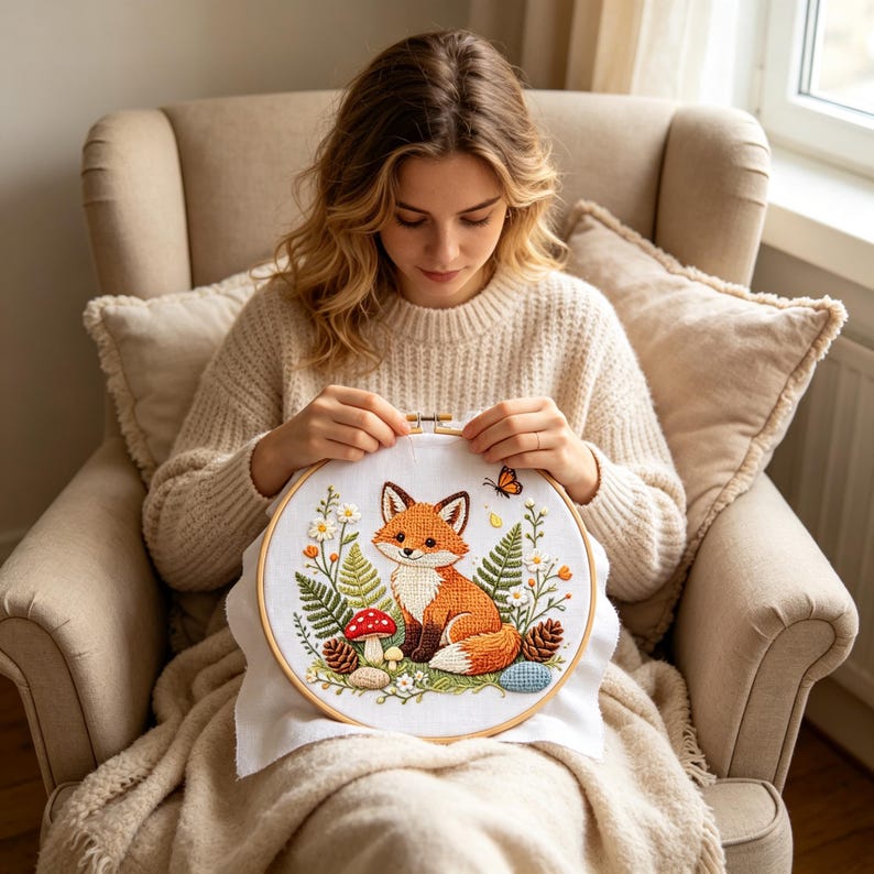 Sitting Rabbit Template Woodland Forest Animal Cross Stitch Kit, 3 Styles Beginner No Count Pre ...