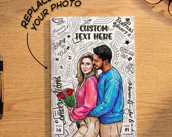 Cómic personalizado para parejas: historia artística ilustrada, regalo de aniversario.