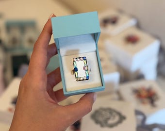 Vintage handmade mirror ring