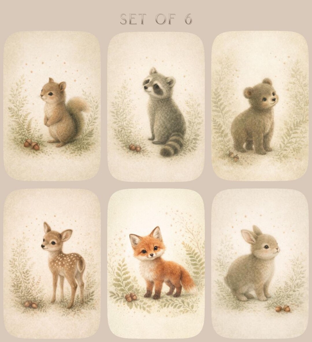 Woodland Animals Nursery Art Print Set | Watercolor Forest Decor (set ...