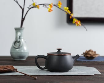 手作り Jianshui 粘土ティーポット 200 ミリリットル ハン タイル ゴールド バンド Gongfu