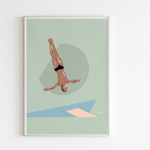 Tom Daley Poster, Taucher Print, Tom Daley Diving Artwork