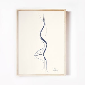 Abstract Couple Line Art, Romantic Kiss, One Line Drawing, Love Print, Couple Art, Minimalist, Sensual Wall Art