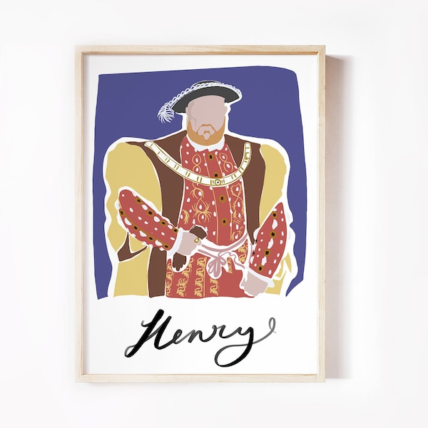 King Henry VIII of England Print, British Royal Family, Minimalist Portrait, Tudor Classroom, Patriotic Gift, The Crown, Gift for Historian