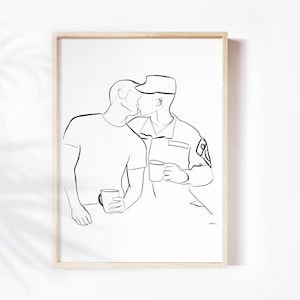 LGBT Valentines Day Couple Wall Art, Minimalist Love Print, Printable Wall Art, Newlyweds Gift, Line Art Drawing, Valentines Day Decor