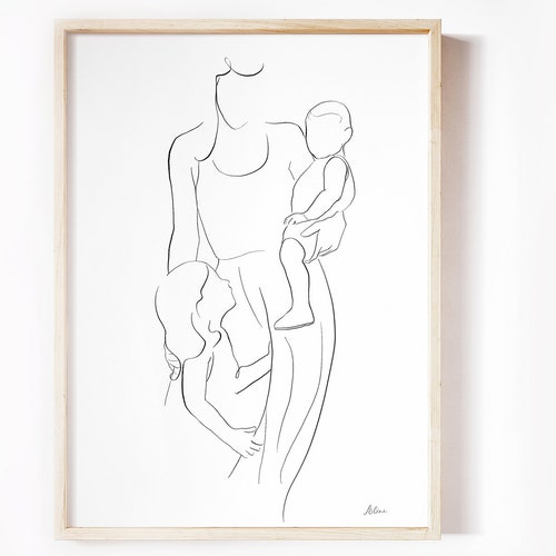 Mom and Baby One Line Art Single Line Drawing Mother and - Etsy