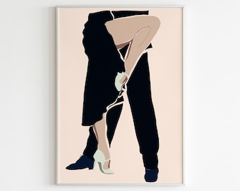 Salsa Dancing Print, Latin Dance, Modern Dance, Dance Couple Art, Rumba, Tango, Ballroom, Choreography Studio