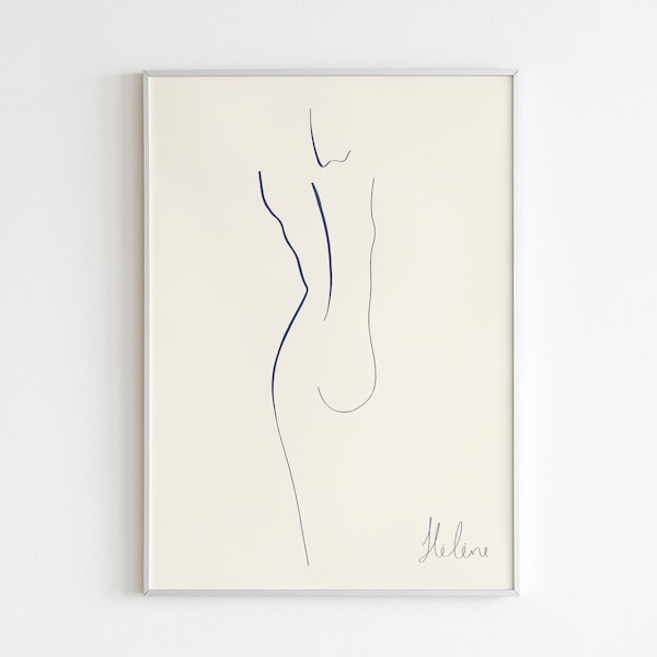 Woman Nude Line Drawing Print | Wall Art Print | Single Line Art | Nude Body Print | Bedroom Home Decor | Neutral Abstract Figure Painting