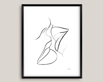 Lesbian Kiss Art, Lesbian Couple Print, Lovers Print, Lesbian Pride, Lesbian Girlfriend Gift, Lesbian Line Art, Line Drawing, Love Poster,