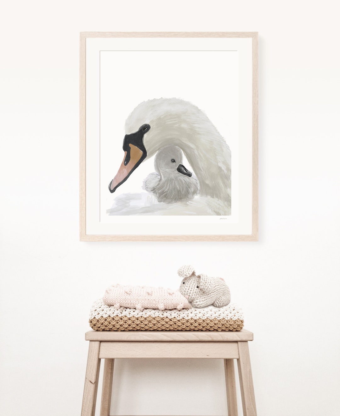 Baby Swan Wall Art Printable | Nursery Print | Watercolour Painting ...