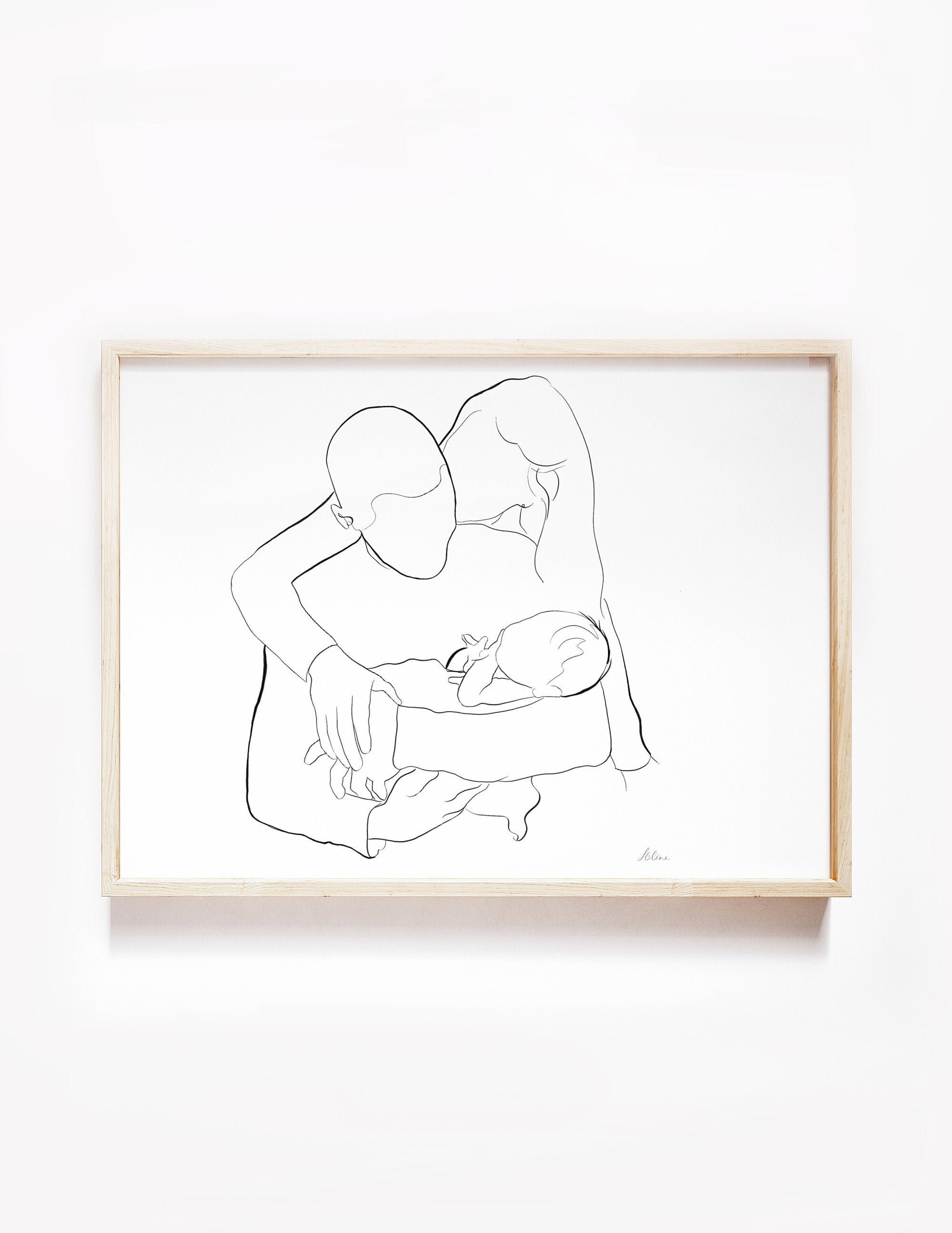 New Mother and Father Wall Art Print Mom Dad and Baby Line | Etsy