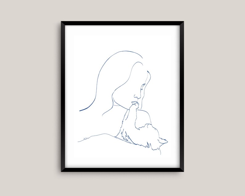 Cat Mom Line Art Simple Cat Wall Art Cat Line Art Print | Etsy