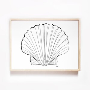 Clam Shell Print, Shell Line Art, Clam Shell Poster, Zoology Gift, Minimalist Decor