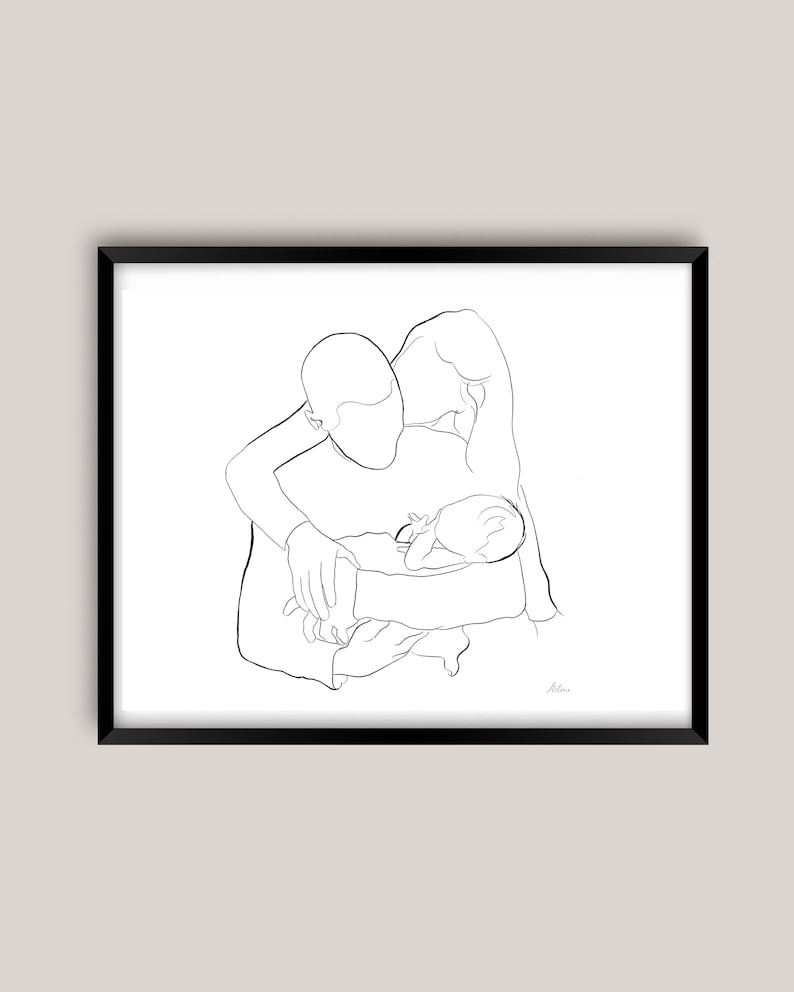 New Mother and Father Wall Art Print Mom Dad and Baby Line - Etsy