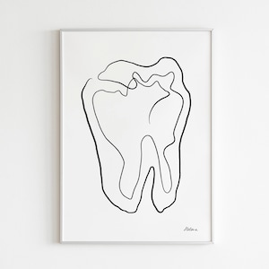 Sztuka dentystyczna, Ząb trzonowy, Sztuka medyczna, Wystrój gabinetu dentystycznego, Prezent dla dentysty, Abstrakcyjny wydruk artystyczny,