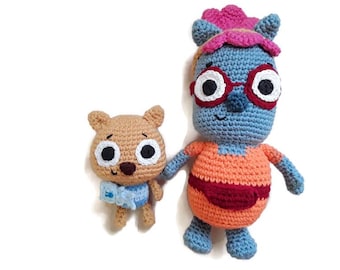 Work It Out new upgrade to bulky, backpack clipon, 3 inch Amigurumi Tropical Baby Penguin, ornament, stuffed animal doll toy