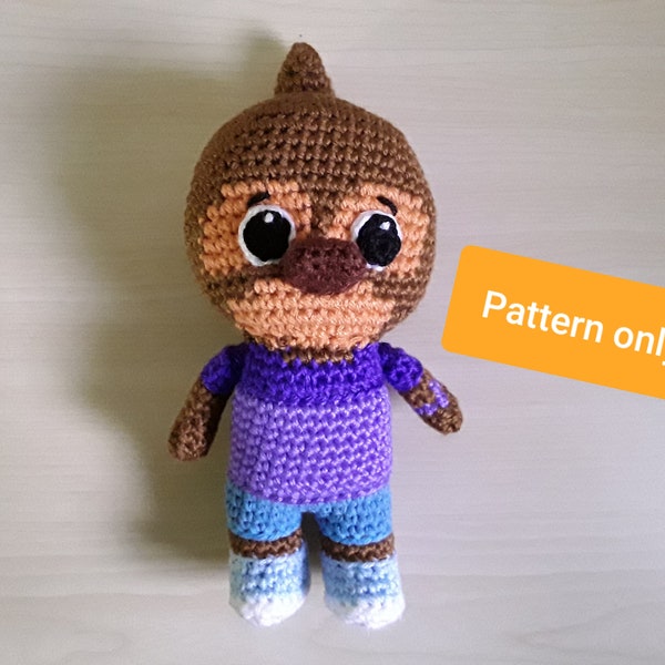 Jodi Platypus doll pattern, plush amigurumi crochet stuffed animal baby shower gift 9 inches