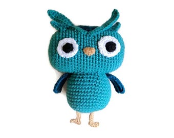 Miso the Owl, Custom Collection Handmade doll, crochet 7" toy amigurumi, stuffed animal