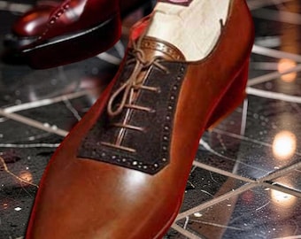 Handmade brown leather shoes, men dress lace up shoes, office shoes for men