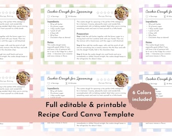 Recipe Card Canva Template Sheet, Printable & Editable Page, Modern Digital Cookbook Template, Family Recipe Binder, Simple Recipe Download