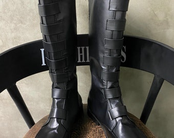 Qui-Gon Jinn Cosplay Shoes Men Boots Black Version
