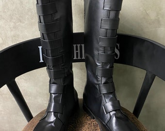 Star Wars Qui-Gon Jinn Cosplay Zapatos Hombres Botas Versión Negra