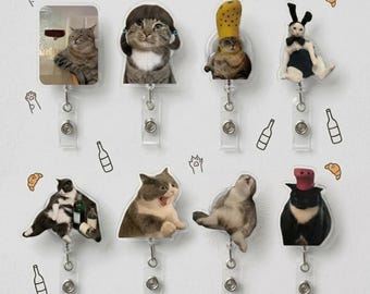 Funny Meme Cat Badge Reel, Hilarious Cat Lover Gift, Sarcastic Office Decor, CuteNursing Badge Reel, UniqueHousewarming Gift for Cat Owners