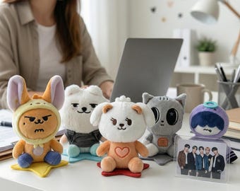 Llavero de peluche TXT de 10 cm, versión sentado / Regalo MOA, merchandising Kpop / Soobin, Yeonjun, Beomgyu, Taehyun, HueningKai / Accesorio Kawaii para bolso o mochila