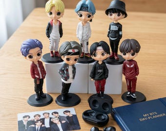 Jolies figurines BTS Chibi 14 cm, RM, Jin, Suga, J-Hope, Jimin, V, Jungkook, cadeau d'anniversaire parfait pour les ARMYs