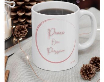 Healing & Peace Mug Set | Healing Not Hurting + Peace Over Pressure | Self Care Gift for Women | Mental Wellness Bundle | Teacher Coffee Mug