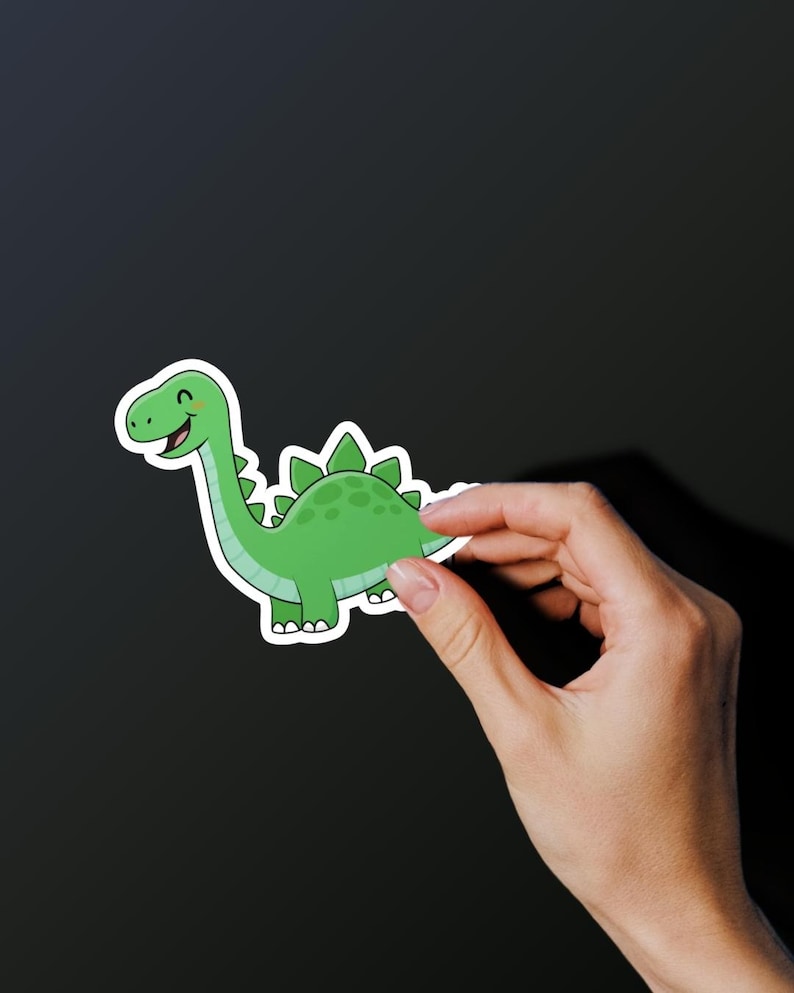 Smiling Green Brontosaurus Sticker | Weather-resistant Vinyl Decal - Etsy