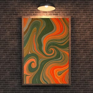 Earth Tone Marble Swirl Print, Abstract Liquid Flow Poster, Mid-Century Modern Decor (Digital Download)