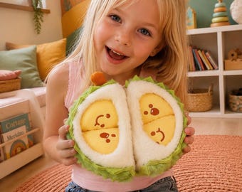 Peluche de durian hecho a mano: almohada de fruta despegable con amigos (3 rebanadas)