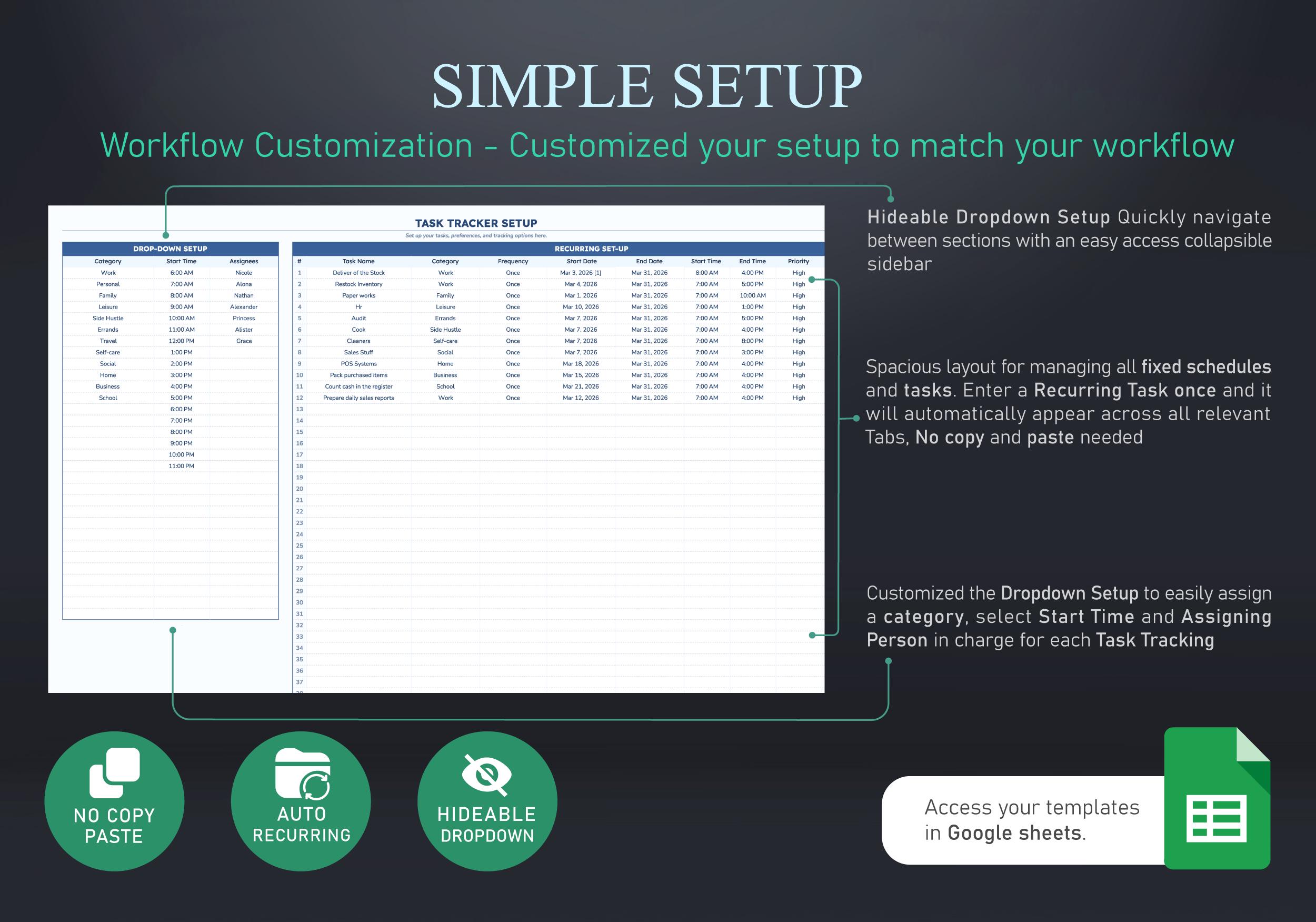 Task Tracker Google Sheets | Smart Task Manager Spreadsheet | Daily ...