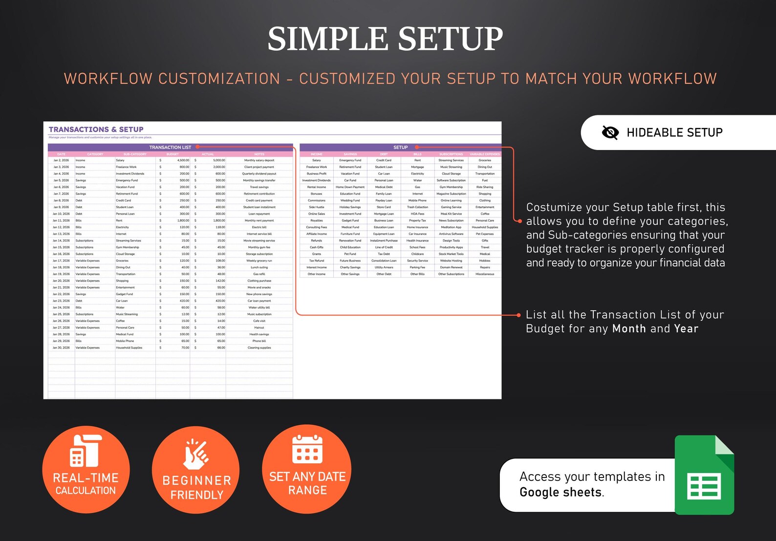 Budget Tracker Google Sheets Template | Expense Tracker Spreadsheet ...