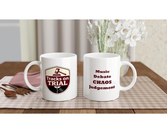 Tracks On Trial Mug | Logo & Statement Slogan | 11oz Ceramic