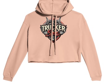 Women’s Cropped Pullover Hoodie, Trucker Spice Graphic Hoodie