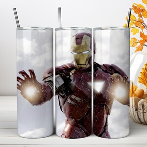 Iron Man Tumbler Wrap PNG, Superhero Comic Book 20oz Skinny Tumbler Sublimation Design, Fan Gift Digital Download PNG (Instant download) image 15