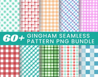 Gingham Digital Paper Bundle, Seamless Patterns Pack, Tiny White Gingham, Pastel Summer Gingham Scrapbook Paper Designs (Instant download)