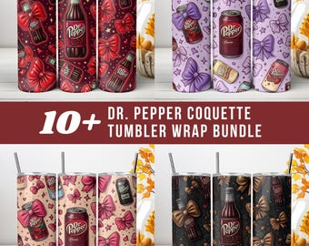 Dr Pepper Pink Coquette Tumbler Wrap, 20oz Skinny Coquette Bow Pink Feminine Sublimation, Highland Cow Cherry Leopard (Instant download)